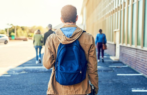 Man walking to college class